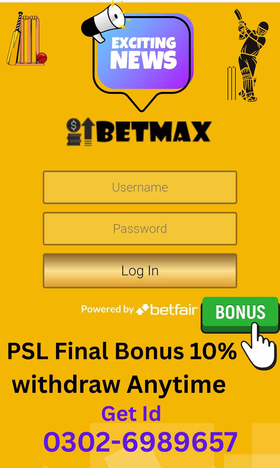Get Free Betmax Gold ID with Bonus 0302-6989657